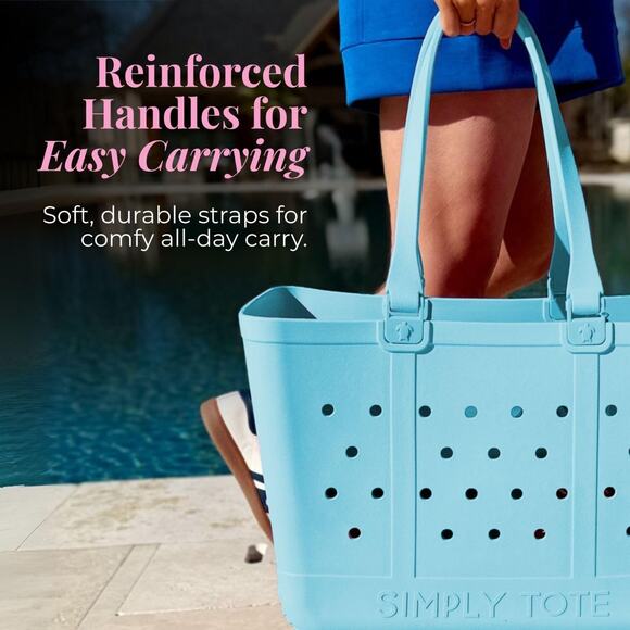 Simply Southern Large Waterproof Sandproof Beach Tote Bag Sky Blue Easy Clean - Picture 8 of 9